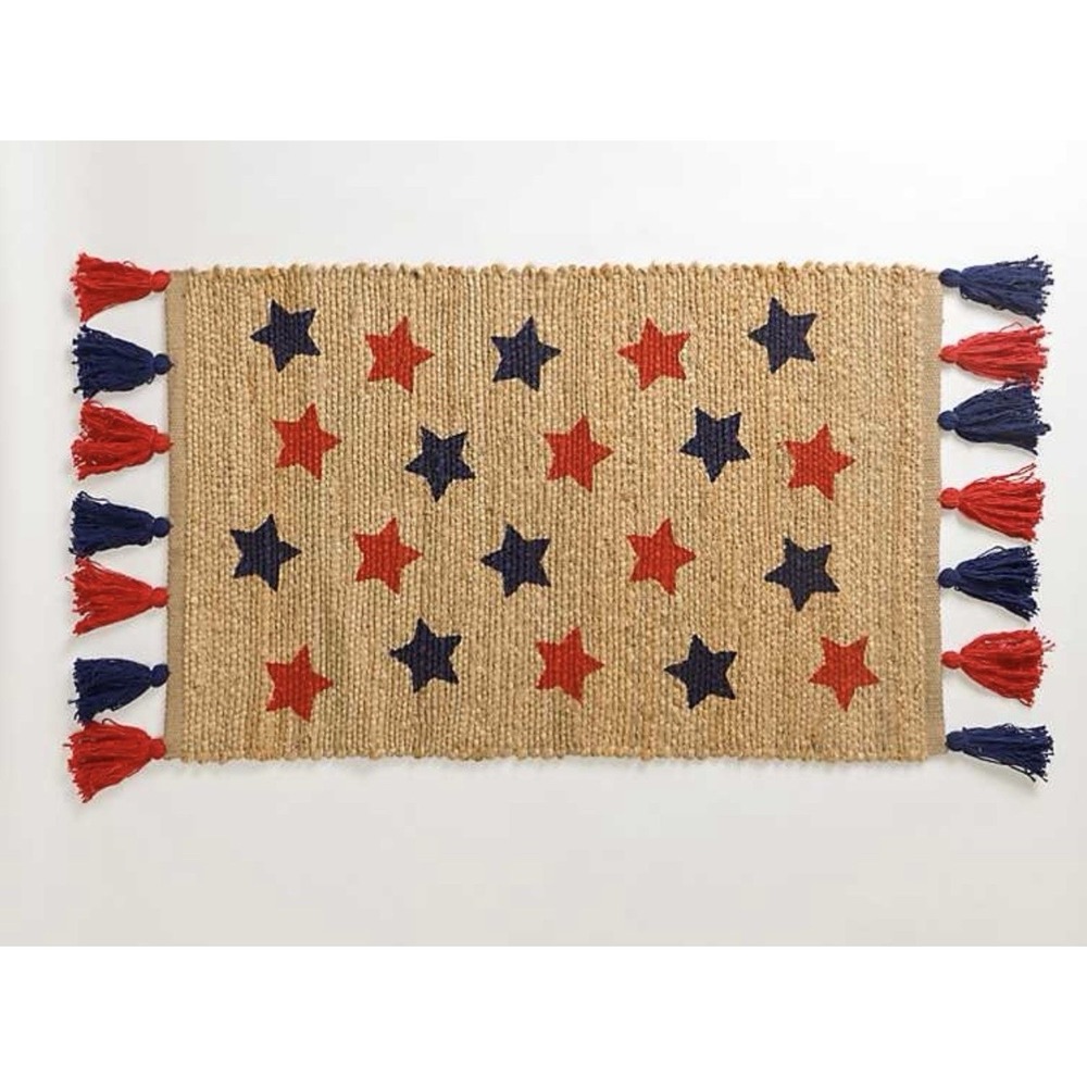 Patriotic Stars Jute Scatter Rug